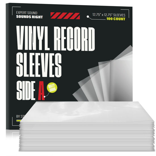 Picture of 100 Pack Vinyl Record Sleeves, Inner Sleeves for 12" Vinyl Record, Transparent & Protective Plastic Album Storage for Vinyl Records, 3mm Album Sleeves
