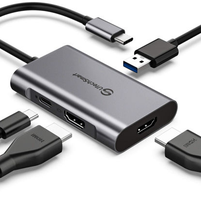Picture of USB C to HDMI Adapter, UtechSmart USB C Hub to Dual HDMI,4 in 1 USB C Hub Multiport Adapter with 2 HDMI Ports 4K,USB 3.0, Power Delivery Type C Port Compatible for MacBook,Nintendo Switch,USB C Device