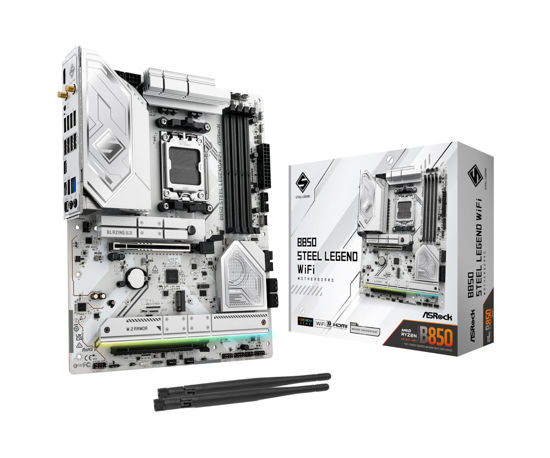Picture of ASRock AMD B850 Steel Legend WiFi 7 Socket AM5 Ryzen DDR5 8000 MHz 256GB ATX Motherboard M.2 SATA3 6.0 Gb/s PCIe 5.0