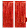 Picture of 2 Pack 3.2ft x 8.2ft Red Foil Fringe Curtain, Glitter Metallic Tinsel Foil Fringe Curtains Photo Booth Backdrop Tinsel Door Curtains for Wedding Bridal Shower Bachelorette Christmas Party Decorations