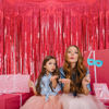 Picture of 2 Pack 3.2ft x 8.2ft Red Foil Fringe Curtain, Glitter Metallic Tinsel Foil Fringe Curtains Photo Booth Backdrop Tinsel Door Curtains for Wedding Bridal Shower Bachelorette Christmas Party Decorations