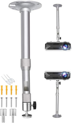 Picture of Upgraded, Universal Projector Ceiling Mount Projector Wall Mount 360° Rotatable Projector Hanger Length 16-25.6in/41-65cm Projector Holder Bracket for Mini Projectors CCTV DVR Cameras Silver
