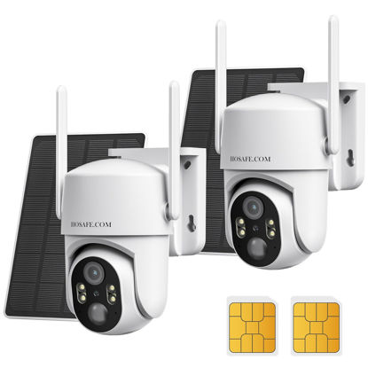 Picture of No WIFI Security Camera No Internet Needed, 4G LTE Cellular Security Camera Outdoor Wireless, Solar Camera for Home Security, PIR Motion Detction, 2K Color Night Vision, IP66 Waterproof, 2 Pack