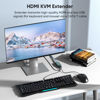 Picture of HDMI KVM Extender Over Cat6/7 Up to 50M(165ft), 1080P KVM Extender Over Ethernet with Loop Out Function，HDMI Transmitter Receiver Support Keyboard Mouse, POC Function Single Power Supply