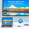 Picture of HDMI KVM Extender Over Cat6/7 Up to 50M(165ft), 1080P KVM Extender Over Ethernet with Loop Out Function，HDMI Transmitter Receiver Support Keyboard Mouse, POC Function Single Power Supply