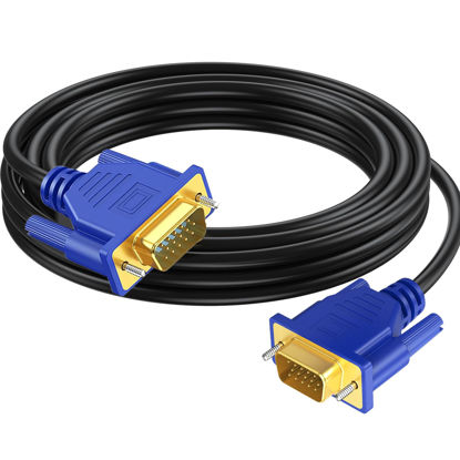 Picture of VGA Cable 15 FT, Gold-Plated Long VGA to VGA Computer Monitor Cord, Shielded Cord VGA 15 Pin HD15 1080P@60Hz Full HD High Resolution for TV Computer Projector, Doking Station