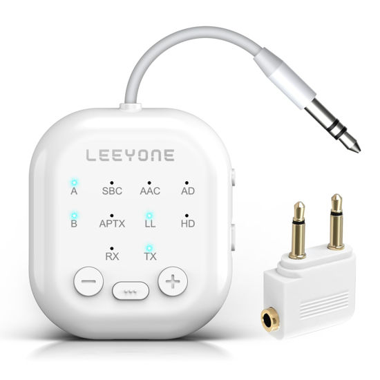 Picture of Bluetooth 5.4 Wireless Audio Transmitter Receiver for AirPods, Headphones, TVs and Gym Equipment, Dual Link Connect 2 Wireless Headphones Low Latency Adapter for Airplane Travel, Home Stereo and Car