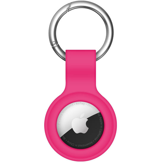 Picture of Linsaner Compatible with AirTag Case Keychain Air Tag Holder Silicone AirTags Key Ring Cases Tags Chain Apple AirTag GPS Item Finders Accessories（Hot Pink）