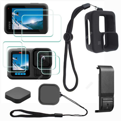 Picture of Accessory for GoPro Hero 13 Hero13 Black,ULBTER Lens Screen Protector +Battery Door Dustproof +Rubber Case Sleeve+Lanyard + Lens Cap Cover + Lens Cap Keeper Protective Case