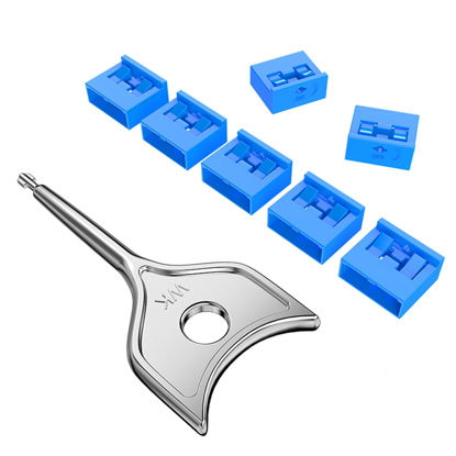 Picture of 100Pcs USB Port Blocker with 5 Key,Locking USB Port/Dust Blocker,USB-A Dust Cap Female Port Plug Protector, Compatible with USB-A Ports,Computers,TVs,Routers (Blue)