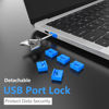Picture of 100Pcs USB Port Blocker with 5 Key,Locking USB Port/Dust Blocker,USB-A Dust Cap Female Port Plug Protector, Compatible with USB-A Ports,Computers,TVs,Routers (Blue)