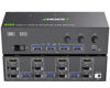 Picture of KVM Switch 3 Monitors 3 Computers 8K@60Hz 4K@144Hz, ANGEET HDMI and Displayport Triple Monitor KVM Switch, 3 Monitors KVM with 4 USB 3.0 Ports for USB Devices, Wired Remote and Power Adapter Included