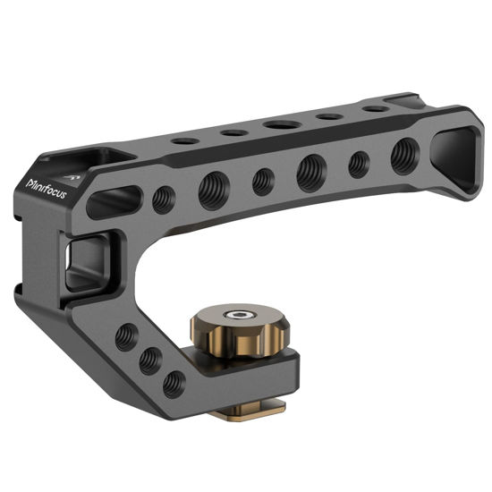 Picture of Top Handle with Cold Shoe Mount, Lightweight Handle Grip for Camera Cage, Universal Camera Top Handgrip with 4 Cold Shoe and 1/4" & 3/8" Holes for Camera Cage, Microphone, LED Light, Monitor
