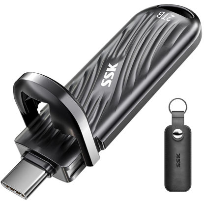 Picture of SSK 2TB External SSD USB C Drive- Up to 2000MB/s External Solid State Drives USB 3.2 Gen 2X2, Portable SSD Stick Ultra-Low Power Supports iPhone15/16 Pro ProRes Mac/WTG/Android, Zinc Alloy