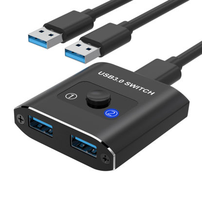 Picture of USB Switch, USB 3.0 Switch, Bi-Directional USB Switch 2 in 1 Out/ 1 in 2 Out, USB Switcher 2 Computers Share 1 USB Devices for Printer, Keyboard, Scanner, Mouse, Compatible with Mac/Win/Linux