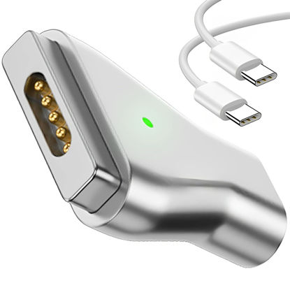 Picture of kocomio Magnetic USB C to Magnetic 2 T-Tip Adapter, Type-C to Safe 2 T-Head PD 100W Power Fast Charging Converter for 2013-2015 MacBook Pro Air with 100W/5A USB C Cable (1.5M)