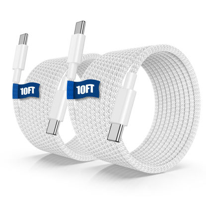 Picture of iPhone 16 15 USB C Charger Cable 10ft, Long Fast Charge Type C to C Charging Cord Wire for Apple iPhone 16 Pro Max/16 Pro/15 Plus/15 Pro Max,iPad Pro 12.9/11 inch/Mini/Air 5/4th,MacBook,Samsung-White
