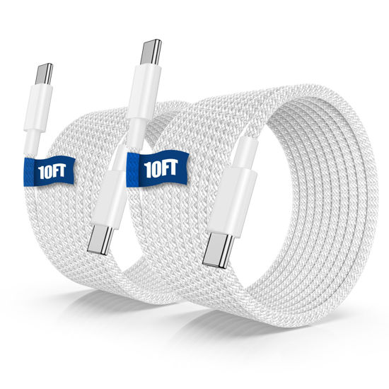Picture of iPhone 16 15 USB C Charger Cable 10ft, Long Fast Charge Type C to C Charging Cord Wire for Apple iPhone 16 Pro Max/16 Pro/15 Plus/15 Pro Max,iPad Pro 12.9/11 inch/Mini/Air 5/4th,MacBook,Samsung-White