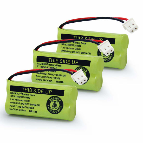 Picture of BAOBIAN BT183342/BT283342 2.4V 400mAh Ni-MH BT166342/BT266342 BT162342/BT262342 Cordless Phone Pack CS6709 CS6609 CS6509 CS6409 EL52100 EL50003 (3 Pack)