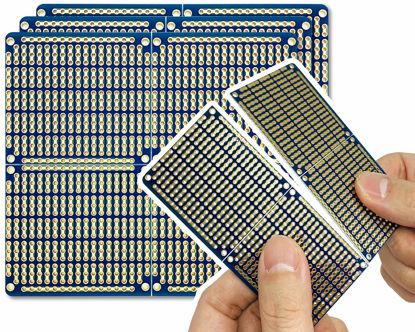 Picture of ElectroCookie Snappable PCB, Strip Board with Power Rails for Electronics Projects Compatible for DIY Arduino Soldering Projects, Gold-Plated, 3.8"x3.5" (3 Pack, Blue)