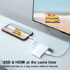Picture of FEINODI Lightning to HDMI Adapter for iPhone/iPad to TV, Dual USB OTG Adapter with Microphone Input for Live-Streaming, MIDI Keyboard, Mouse, HD TV/Projector/Monitor Compatible