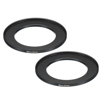 Picture of PATIKIL 58mm-82mm Metal Step Up Ring, 2 Pack Camera Lens Filter Adapter Ring Aluminum Filter Adapter Ring for Camera Lenses Hood, Black