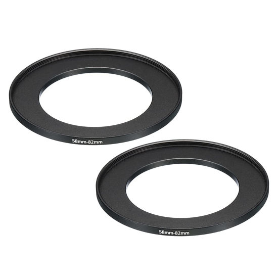 Picture of PATIKIL 58mm-82mm Metal Step Up Ring, 2 Pack Camera Lens Filter Adapter Ring Aluminum Filter Adapter Ring for Camera Lenses Hood, Black
