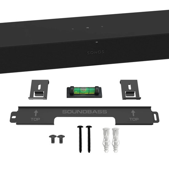 Picture of Soundbar Mount for Sonos Ray Sound Bar Includes All Necessary Mounting Hardware, Floating Style Soundbar Wall Bracket for Under TV or Above, Easy to Install, Black