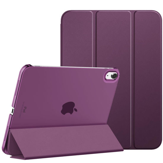 Picture of MoKo for iPad 10th Generation Case 2022, Slim Stand Hard PC Translucent Back Shell Smart Cover Case for iPad 10th Gen 10.9 inch 2022, Support Touch ID, Auto Wake/Sleep, Deep Purple
