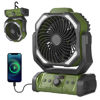 Picture of 20000mAh Dual-Motor Camping Fan with 4 LED Lights， Battery-Powered Fan with Remote Control & 8-Speeds ，Portable Fan with Tent Hook for Power Outages ,charger fan power for mobile phone (Green)