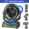 Picture of 20000mAh Dual-Motor Camping Fan with 4 LED Lights， Battery-Powered Fan with Remote Control & 8-Speeds ，Portable Fan with Tent Hook for Power Outages ,charger fan power for mobile phone (Green)