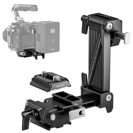 Picture of NEEWER Foldable V Mount Battery Plate with Arca Type Baseplate for RS4 Gimbal, Tripod & PD Quick Release Plate, DSLR Camera Video Rig Compatible with SmallRig V Lock Battery & Cage, PS014