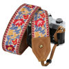 Picture of Padwa Lifestyle 2" Wide Classic Crazy Horse Art Cowhide Head Camera Strap - Jacquard Embroidery Floral Vintage Camera Straps for Photographers Gift, Adjustable Shoulder Neck Strap Fits DSLR Cameras
