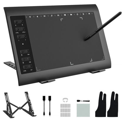 Picture of Graphics Drawing Tablet TEROW,10x6 inch Digital Drawing Tablet with Bracket and 8192 Levels Stylus for PC/Mac/Android 5.0 for Drawing and Online Teaching,Drawing pad Drawing borard and Art Tablet