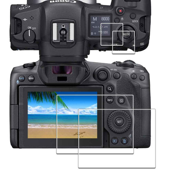 Picture of iDaPro Screen Protector for Canon EOS R5 /EOS R1+ Top Screen Protector [2+2 Pack] EOSR5 /EOSR1 Tempered Glass Easy Installation