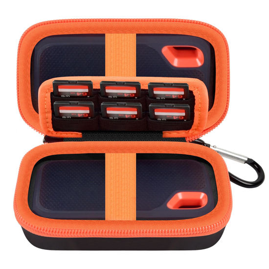 Picture of Case Compatible with SanDisk Extreme Pro/for SanDisk Portable SSD 1TB 2TB 4TB 500GB External Solid State Drive, Travel Storage Holder Bag for 2 SSD and Memory Card SD Card -Orange (Box Only)