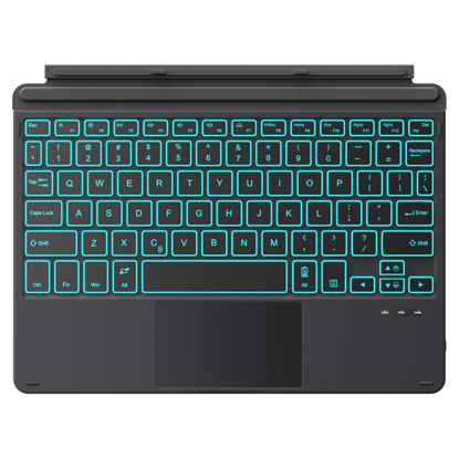 Picture of MoKo Type Cover Fit Microsoft Surface Go 4 (2023)/ Go 3 (2021)/ Go 2 2020 / Go 2018, Slim Wireless Bluetooth Keyboard with Trackpad, 7-Color LED Backlit, Built-in Rechargeable Battery - Black
