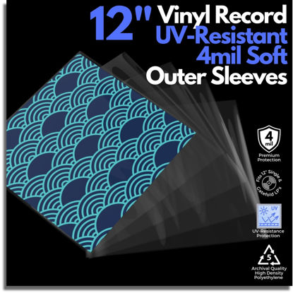 Picture of 4 mil (.004") Polyethylene (HDPE) Vinyl Record Outer Sleeves by Vinyl Supply Co. UV-Resistant, Archival Quality Outer Sleeves for Vinyl Records (50)