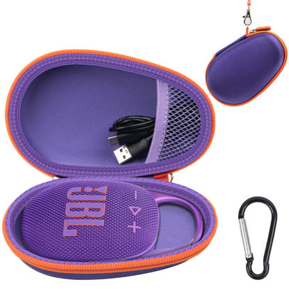 Picture of Againmore Travel Case Replacement Compatible with JBL Clip 5/ Clip 4 Bluetooth Speaker, Ultra-Portable Speakers Protective Storage Bag Fits for Charger & USB Cable - Box Only (Purple)