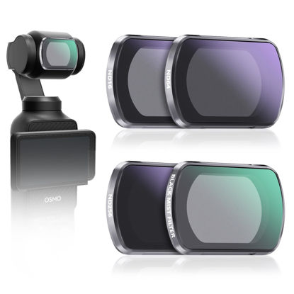 Picture of IZEAFH Black Mist Filter ND Filters Set for DJI Osmo Pocket 3 Creative Filter Beauty Soft Filters Creator Combo Camera Accessories-4 Pack(Black Mist ND16 ND64 ND256)