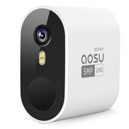Picture of AOSU WirelessCam Max C6S Wireless Home Security Add-on Camera, Requires HomeBase, 5MP Ultra HD, Motion Detection, 166° Wide View, 240-Day Battery Life, Spotlight, Color Night Vision