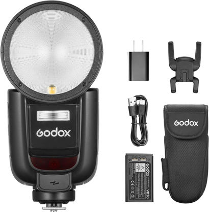Picture of Godox V1Pro-C Round Head Camera Flash Speedlite for Canon, with Detachable Sub Flash SU-1, USB-C Charge Battery, 2.4G X Wireless HSS TTL Speedlight Flash for Canon 6D 7D 5D Mark II III M50 EOS R