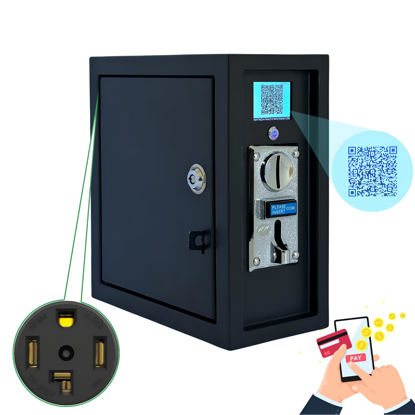 Picture of Sintron ST-005 220V LCD Coin & Mobile Payment for Apple Pay Paypal Operated Timer Control Power Box with NEMA 14-30R 4 Prong for Vending Machine, Massage Chairs, Shoe Polishers, Washing Machines,Dryer