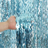 Picture of 4 Pack Wavy Blue Foil Fringe Curtain 3.3x6.6 Feet | Blue Streamers Tinsel Backdrop for Under The Sea Party Decorations | Ocean Backdrop | Mermaid Birthday Decorations