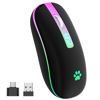 Picture of KARFUN Wireless Mouse, Backlit LED Portable Slim Computer Mouse for Laptop, PC, Computer, MacBook, iPad, Chromebook, Notebook, 2.4G Rechargeable Wireless Mouse (Black) (Black-Transparent Nose)