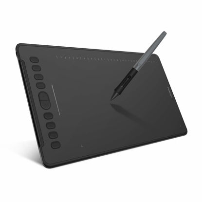 Picture of HUION Inspiroy H1161 Graphics Drawing Tablets, Touch Strip and 8192 Pen Pressure Sketch Tablet with Battery-Free Stylus,10 Shortcut Keys, Compatible with Android, Windows, and Mac Black