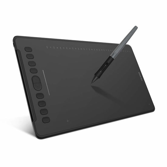 Picture of HUION Inspiroy H1161 Graphics Drawing Tablets, Touch Strip and 8192 Pen Pressure Sketch Tablet with Battery-Free Stylus,10 Shortcut Keys, Compatible with Android, Windows, and Mac Black