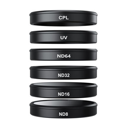 Picture of TELESIN 6-Pack Lens Filter Kit for DJI Osmo Action 3 Action 4 5 Accessories, CPL Polarizing UV Effect ND8 ND16 ND32 ND64 Neutral Density HD Ultra Thin Lens Protector for DJI Action 3 4 5 Camera