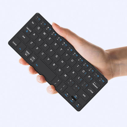 Picture of Universal Wireless Keyboards Ultra Light Portable Mini Keyboard with Adjustable Angle Stand & Leather Case,Computer Keyboards Rechargeable Travel Bluetooth Keyboard for iPad Android,Windows and iOS