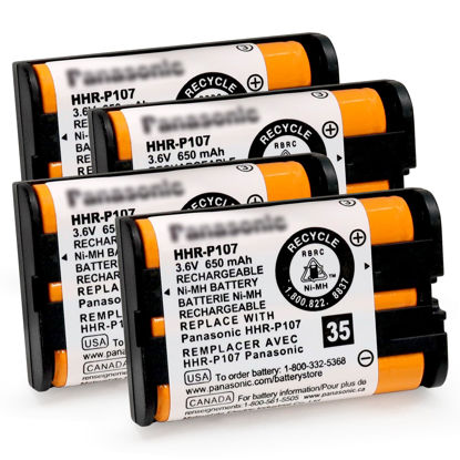 Picture of TrianglePatt 4Pack HHR-P107 NI-MH Rechargeable Battery 3.6V 650mAh for Cordless Phones…